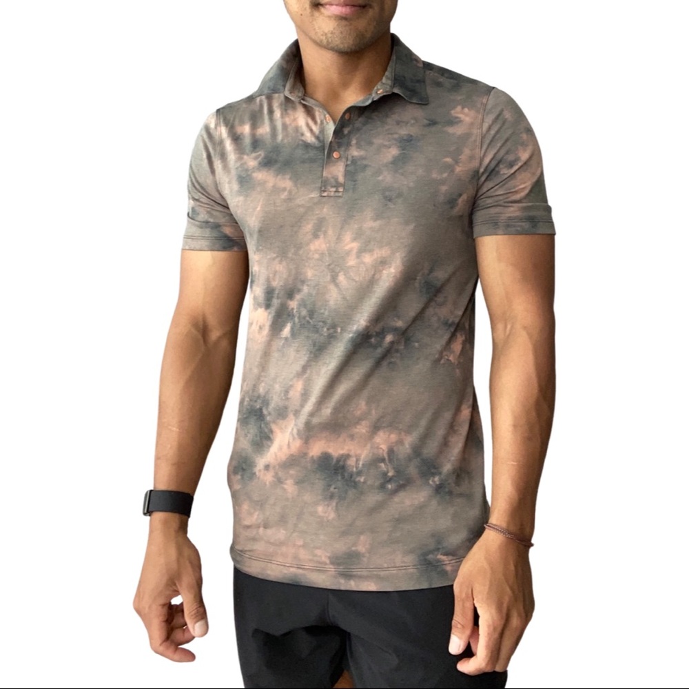 LULULEMON tie-dye polo with snapdown buttons. Size small
